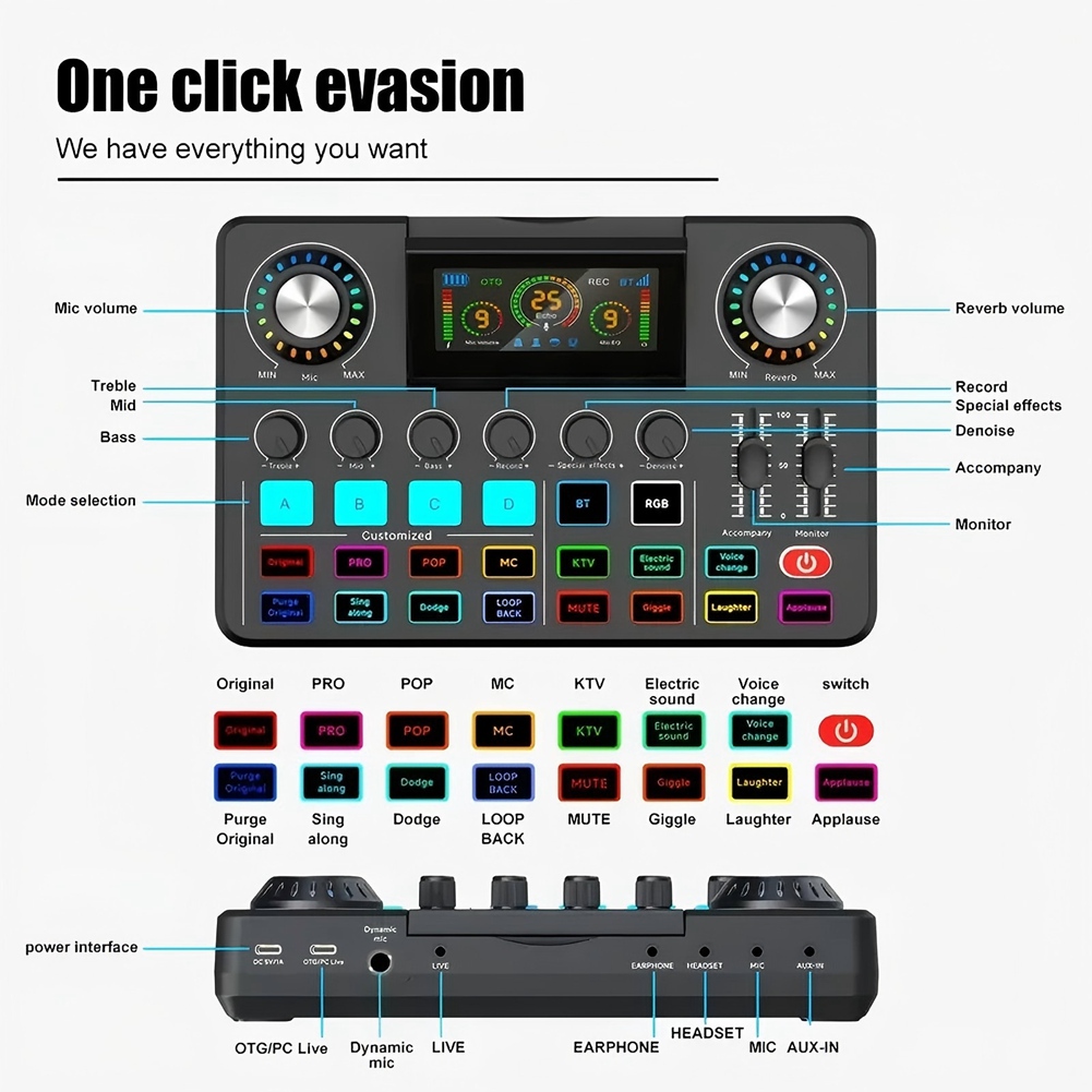 Audio Music Voice Changer - Mixer Audio A20I, Scheda Audio Live