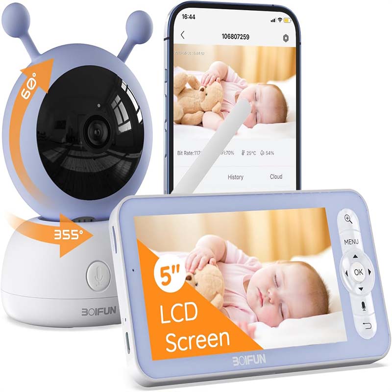 Audio Music Track - BOIFUN 2K 5'' Telecamera per baby